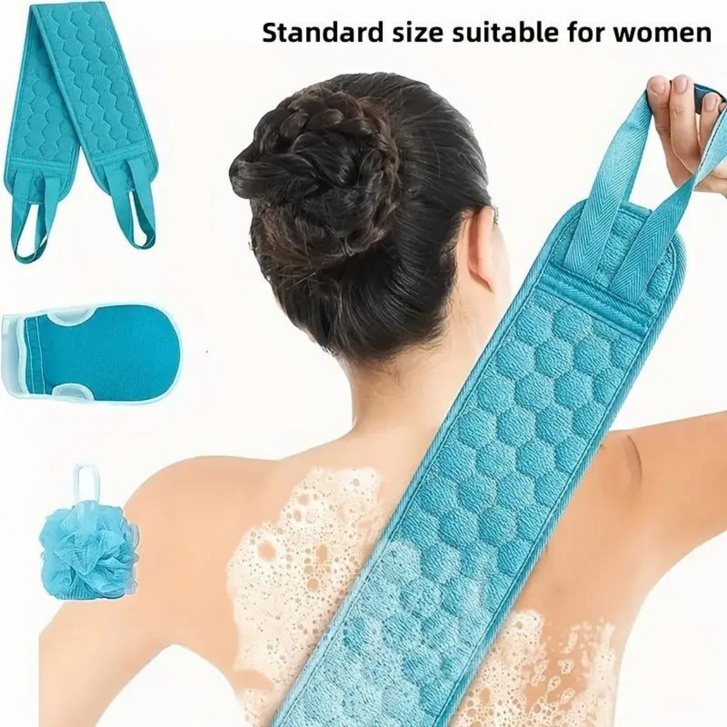 3 Pcs Exfoliating Scrubber Set - Sath Sponge Soofah, Shower Gloves, Back Exfoliating Loofah For Men And Women
