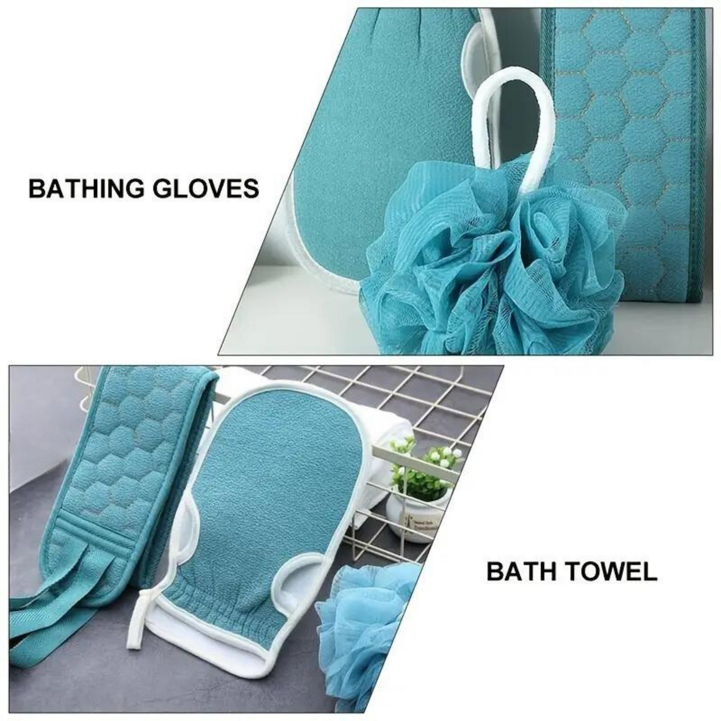 3 Pcs Exfoliating Scrubber Set - Sath Sponge Soofah, Shower Gloves, Back Exfoliating Loofah For Men And Women
