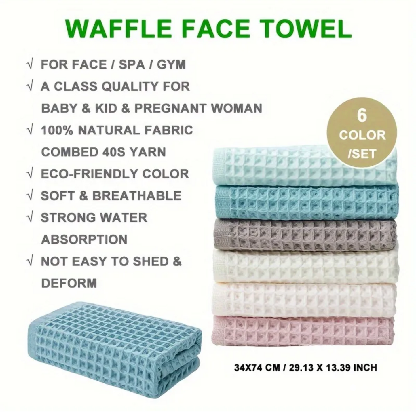 Waffle Cotton Face Towel