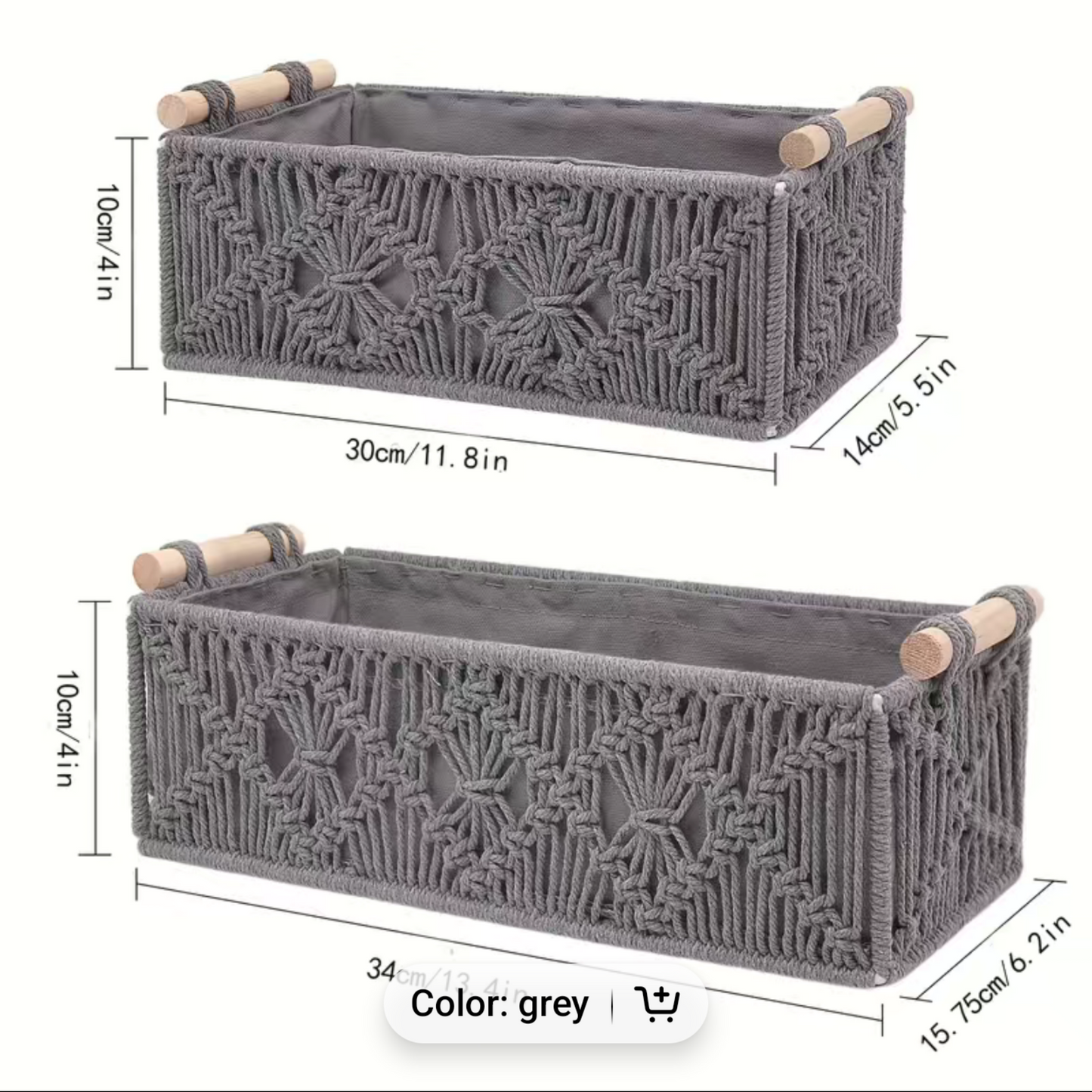2Pcs Boho Macramé Tray With Wooden Handles