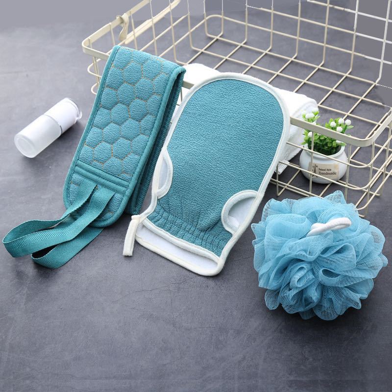 3 Pcs Exfoliating Scrubber Set - Sath Sponge Soofah, Shower Gloves, Back Exfoliating Loofah For Men And Women