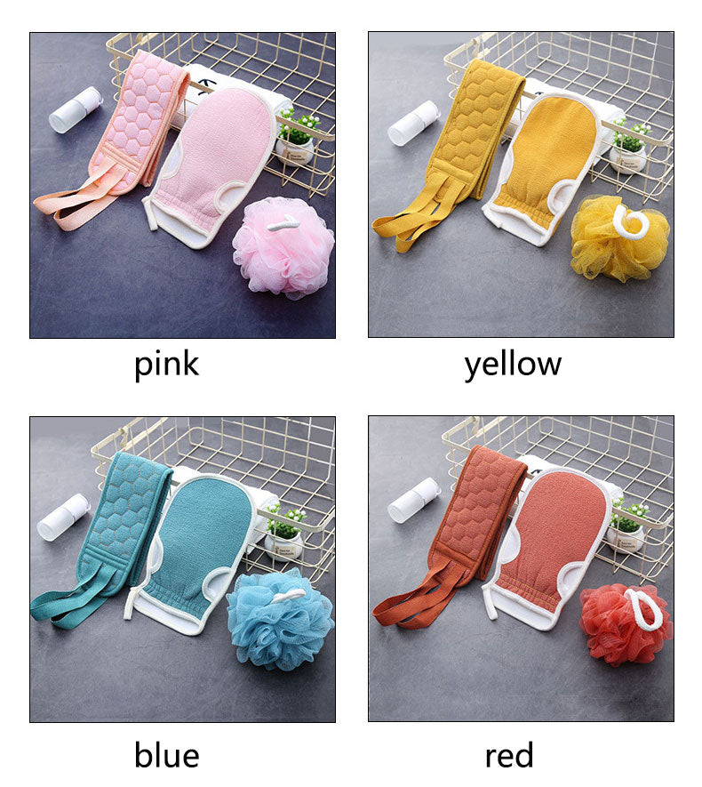 3 Pcs Exfoliating Scrubber Set - Sath Sponge Soofah, Shower Gloves, Back Exfoliating Loofah For Men And Women