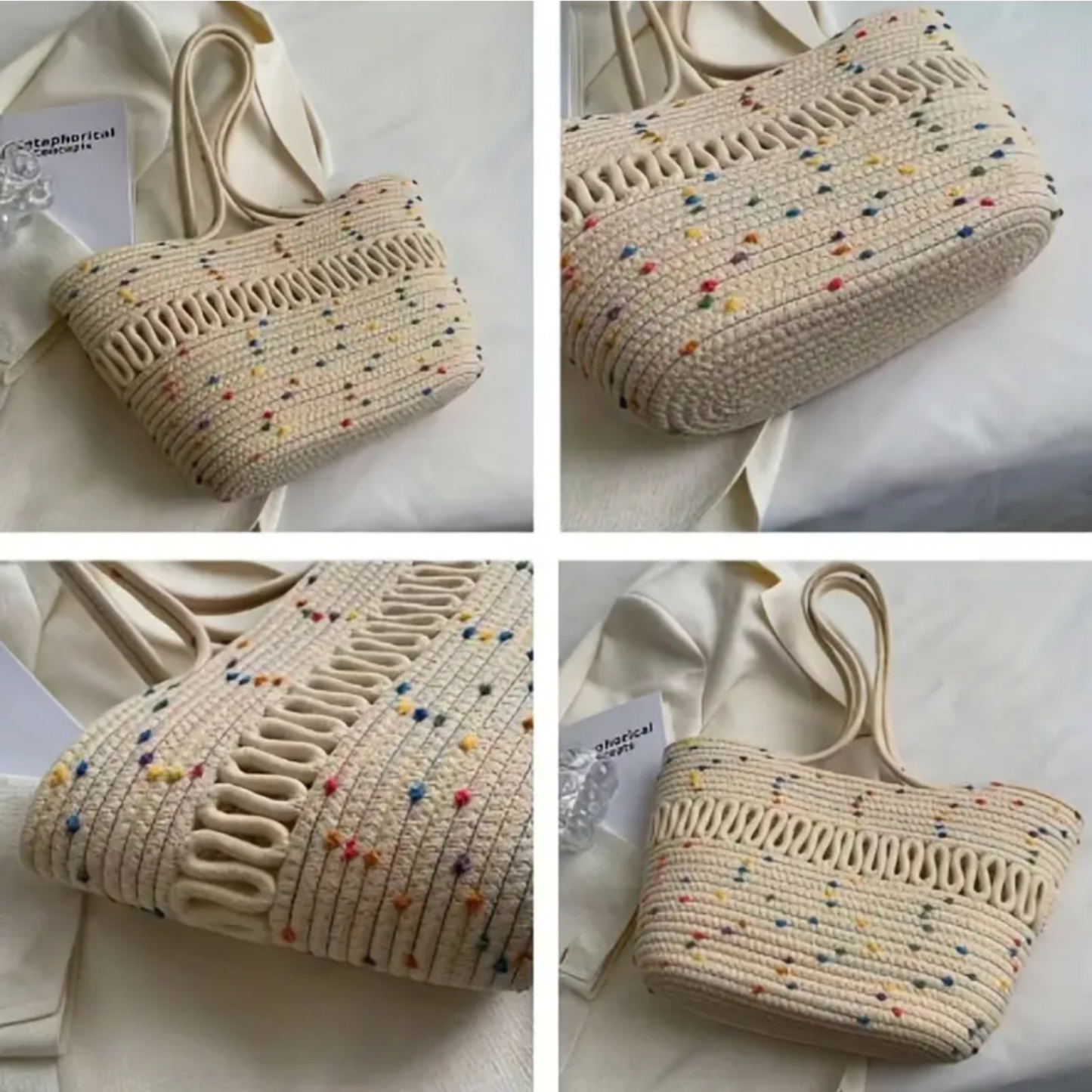 Spa Day Large Capacity Handmade Straw Leisure Bag
