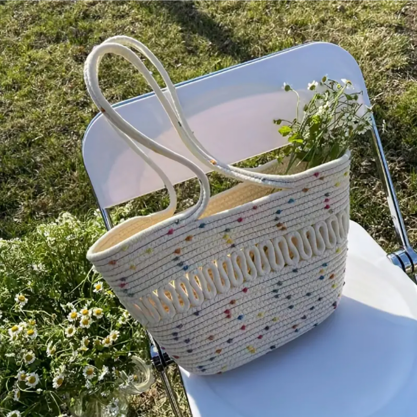 Spa Day Large Capacity Handmade Straw Leisure Bag