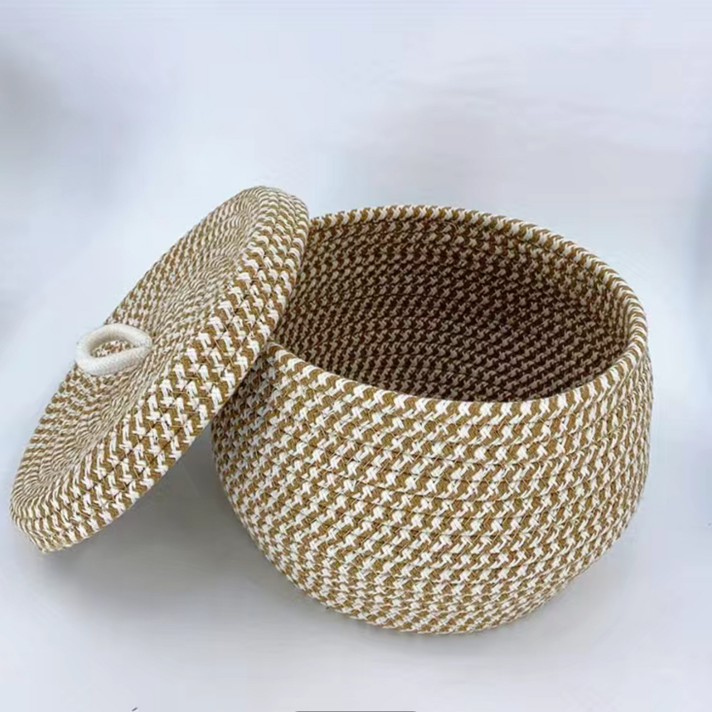 Versatile Haven Round Woven Storage Basket With Lid
