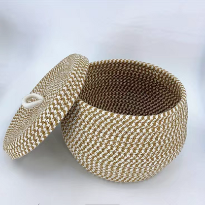 Versatile Haven Round Woven Storage Basket With Lid