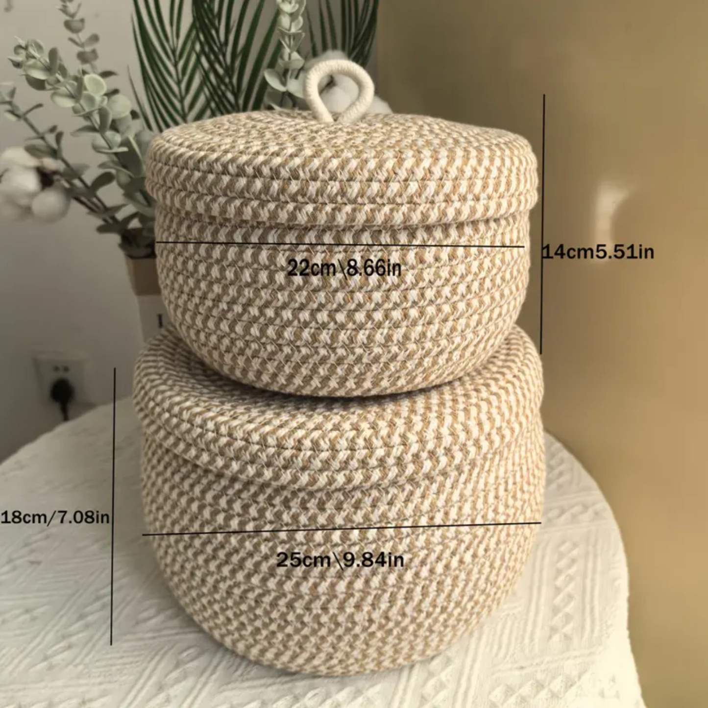 Versatile Haven Round Woven Storage Basket With Lid