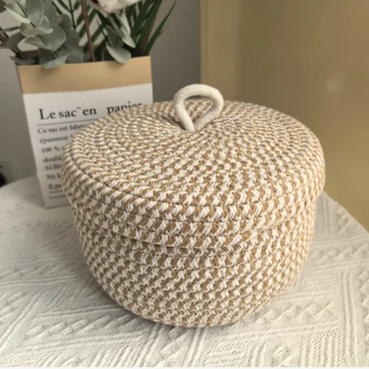 Versatile Haven Round Woven Storage Basket With Lid