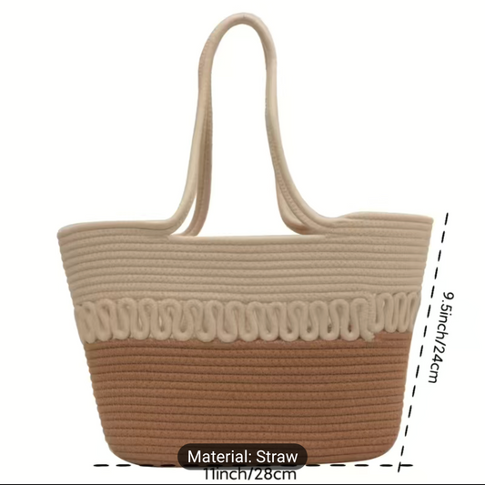 Spa Day Large Capacity Handmade Straw Leisure Bag