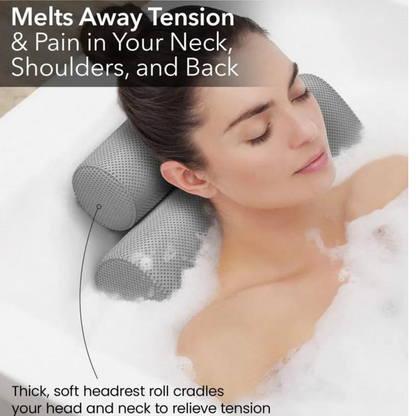 3D Mesh Spa Bathtub Headrest Pillow, With Suction Cups, Non-Slip