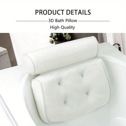 3D Mesh Spa Bathtub Headrest Pillow, With Suction Cups, Non-Slip