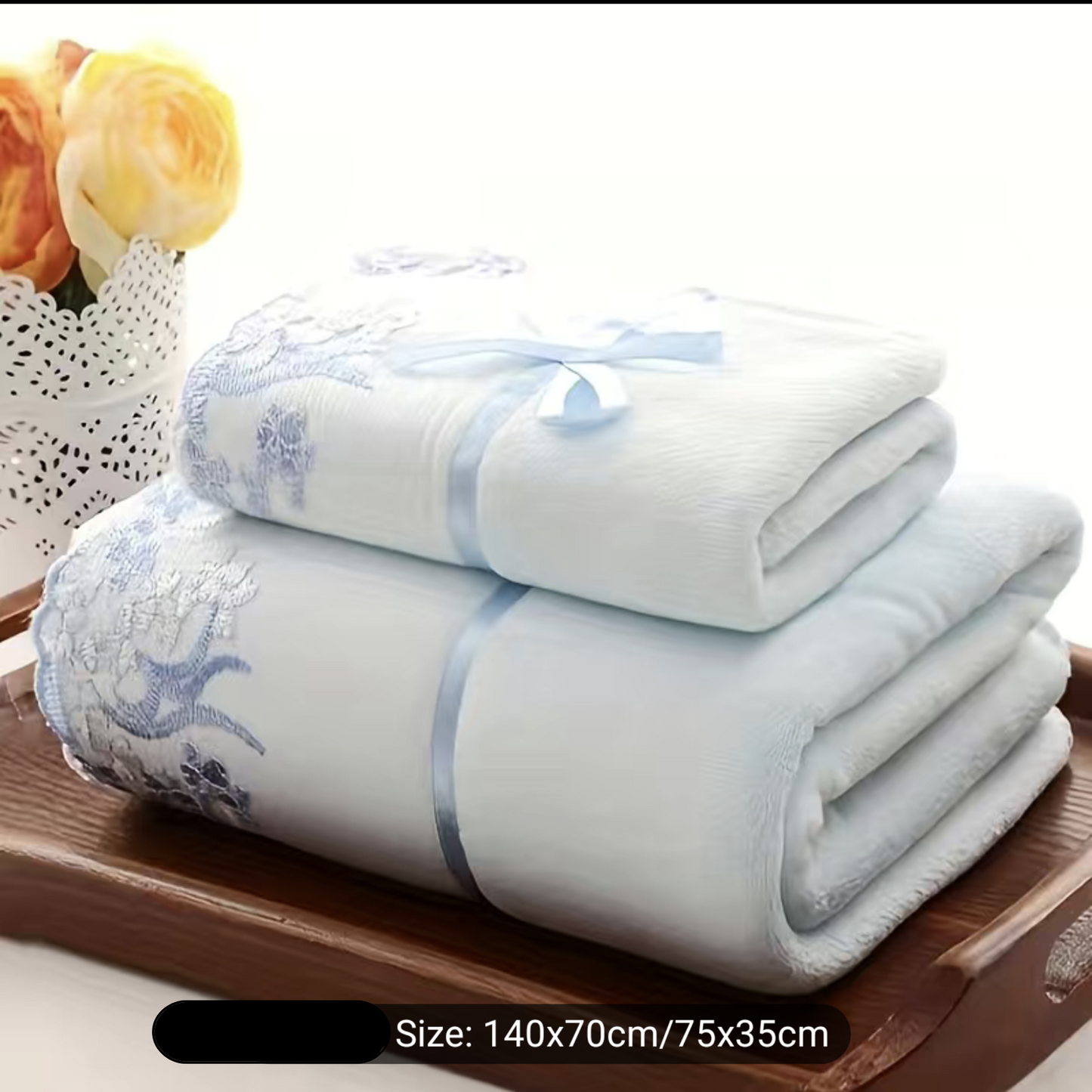Super Soft Lace Embroidery Towel Set