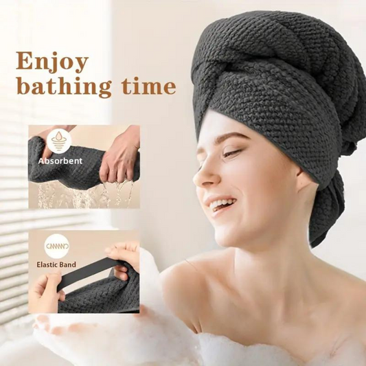 Large Microfiber Hair Towel Wrap With Elastic Band