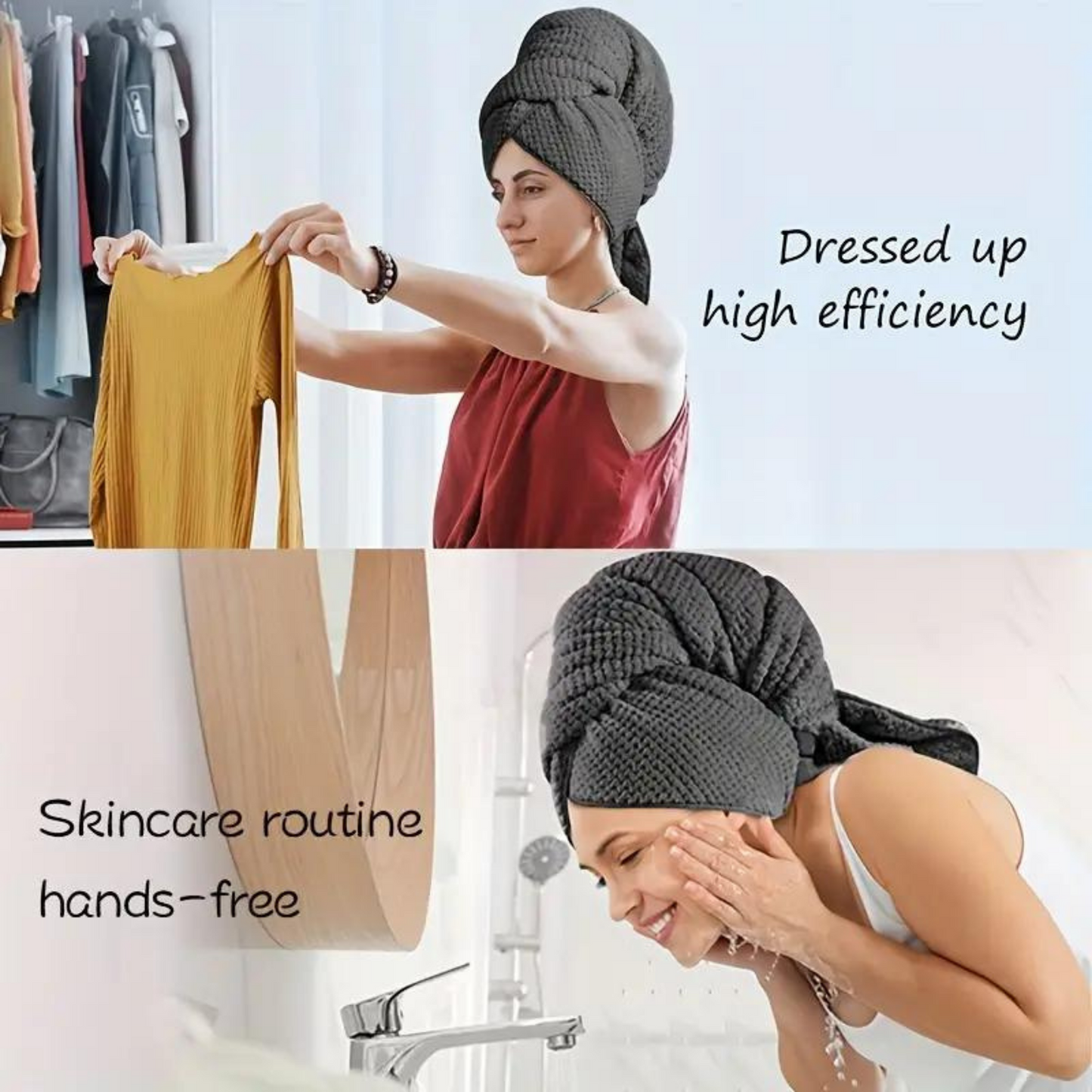 Large Microfiber Hair Towel Wrap With Elastic Band