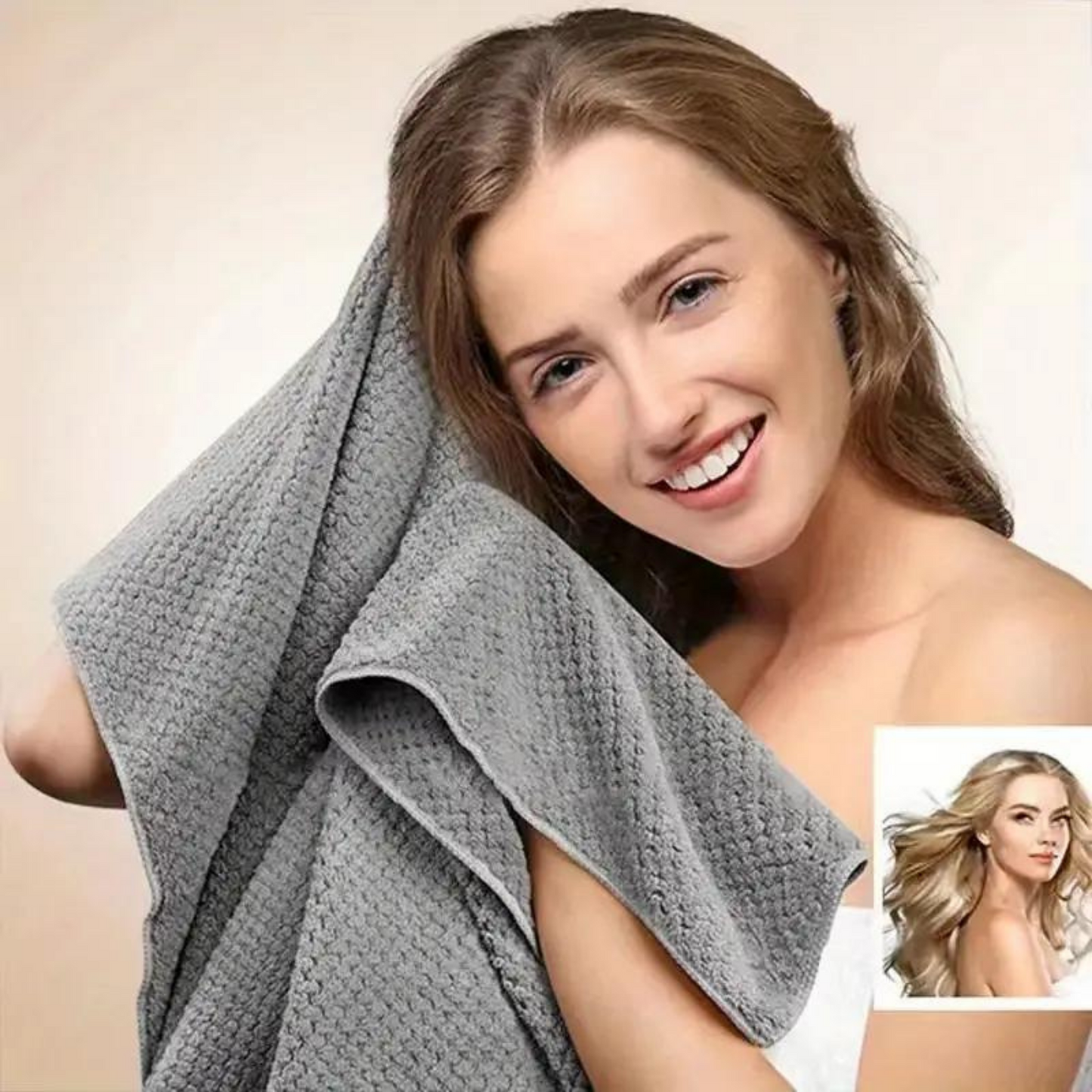 Large Microfiber Hair Towel Wrap With Elastic Band