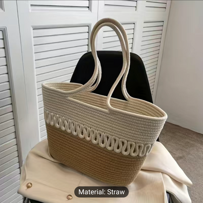 Spa Day Large Capacity Handmade Straw Leisure Bag