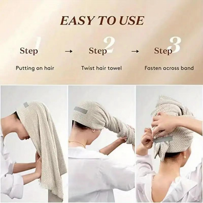 Large Microfiber Hair Towel Wrap With Elastic Band