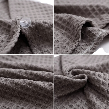 Waffle Soft Hair Drying Towel with Button