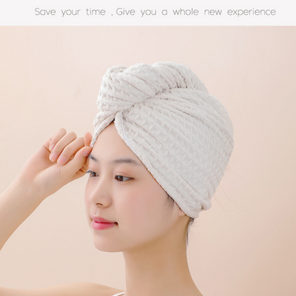 Waffle Soft Hair Drying Towel with Button