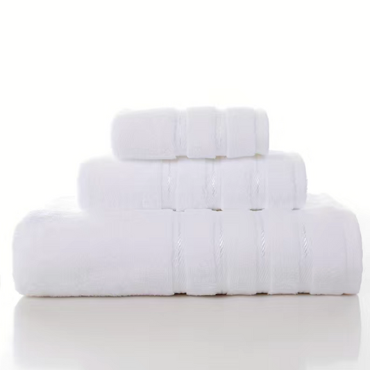 3Pcs Simple Super Plush Pure Cotton Towel Set