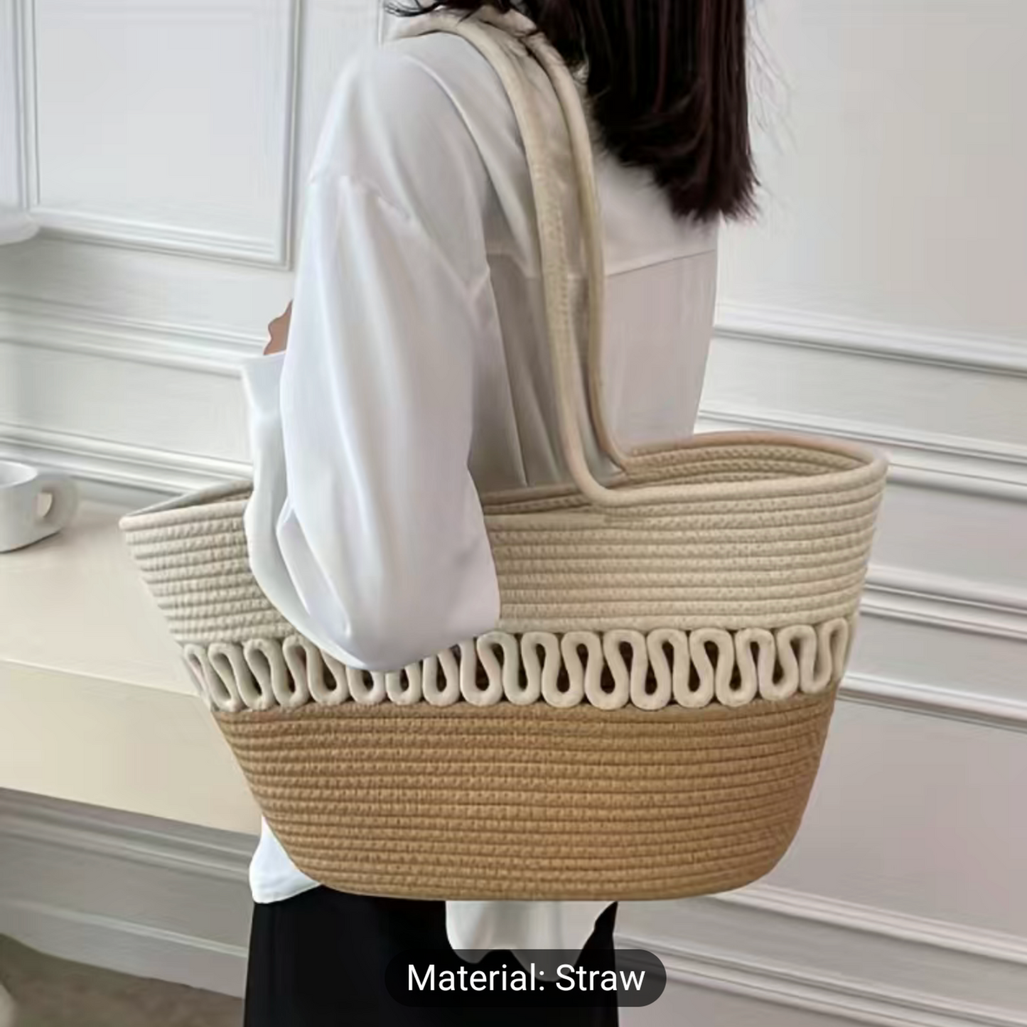 Spa Day Large Capacity Handmade Straw Leisure Bag