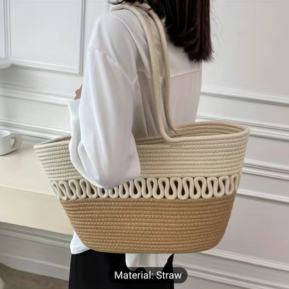 Spa Day Large Capacity Handmade Straw Leisure Bag