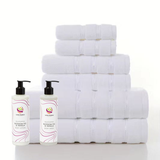 6Pcs Simple Super Plush Pure Cotton Towel Set