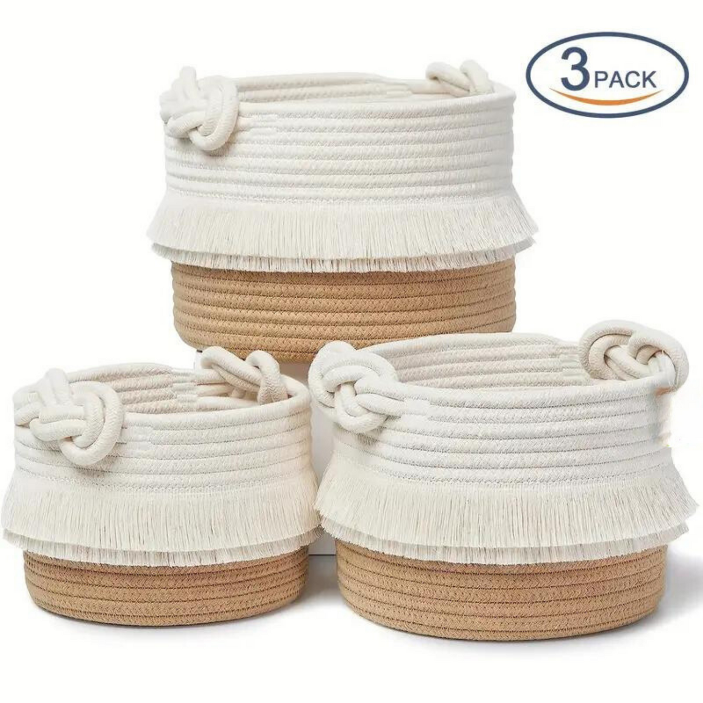 3Pcs Bathroom Decorative Storage Basket Set