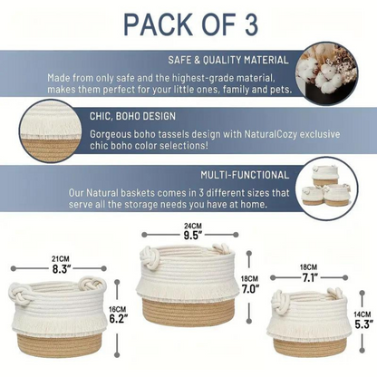 3Pcs Bathroom Decorative Storage Basket Set