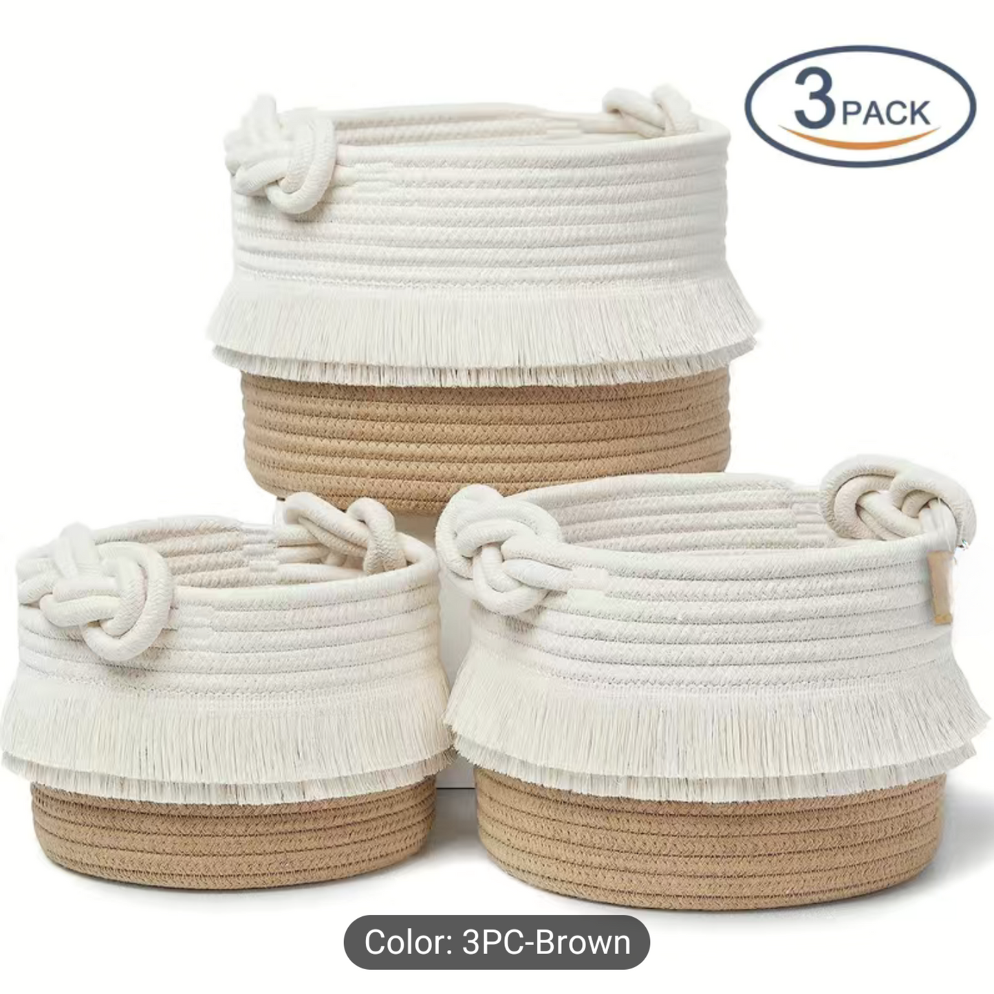 3Pcs Bathroom Decorative Storage Basket Set