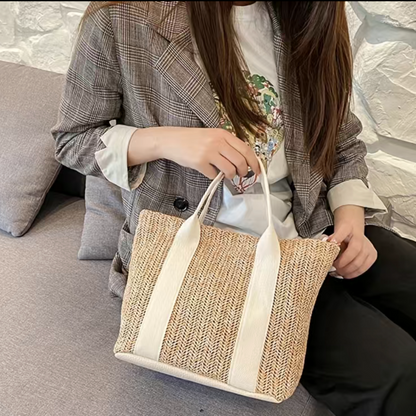 Boho Style Small Braided Bag Tote - Perfect For Home Spa Gifts, Cosmetics, Beach, Skincare And Travel