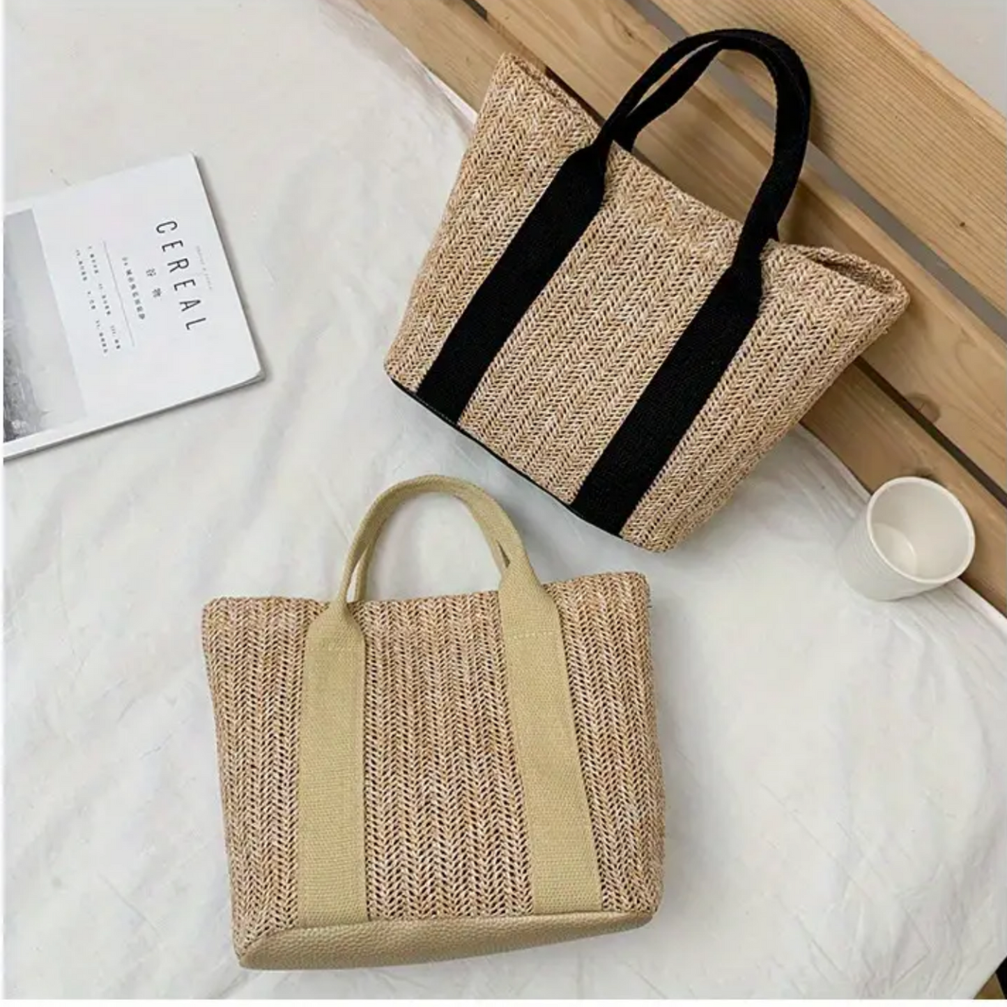 Boho Style Small Braided Bag Tote - Perfect For Home Spa Gifts, Cosmetics, Beach, Skincare And Travel