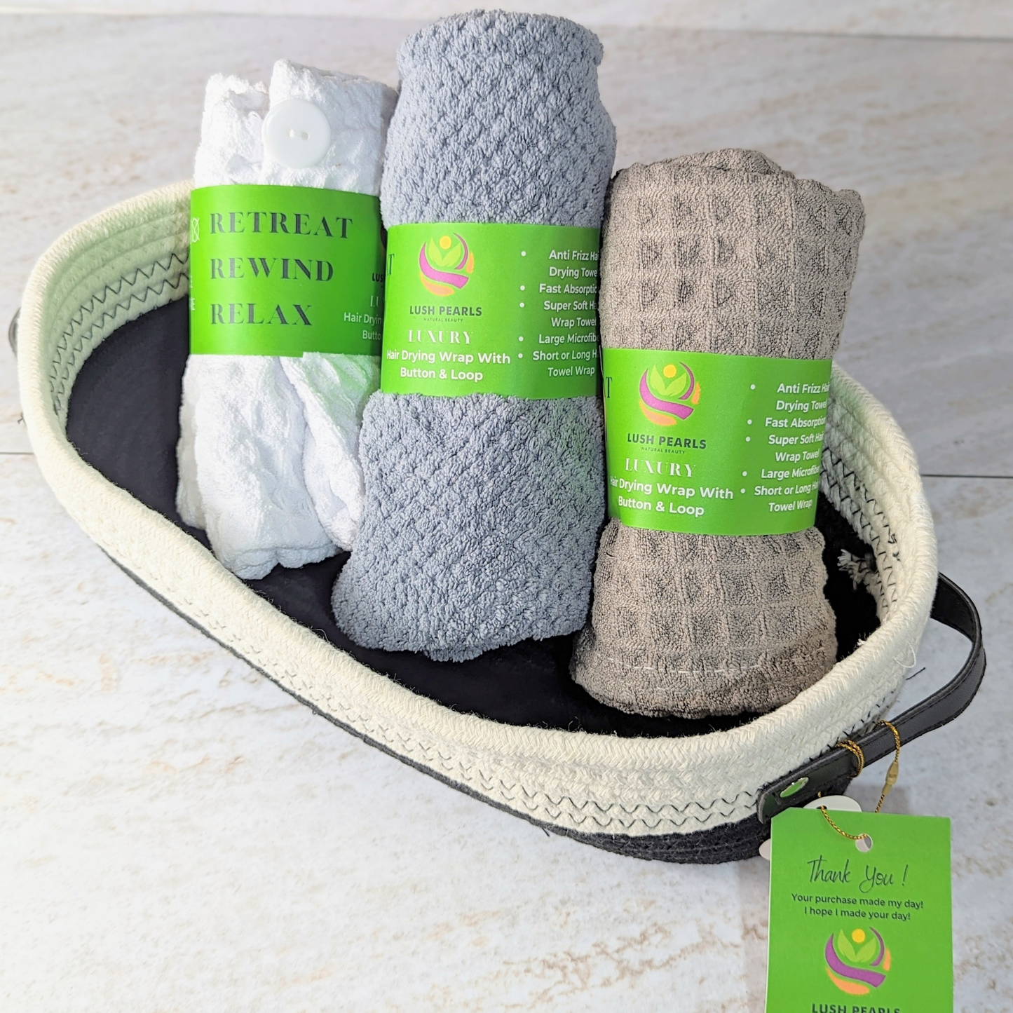 Waffle Soft Hair Drying Towel with Button