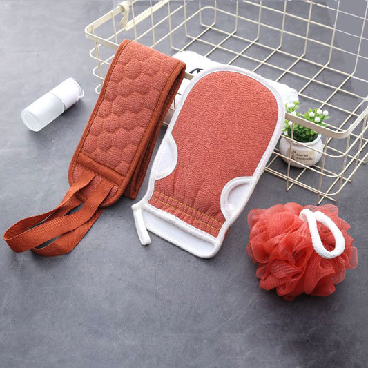 3 Pcs Exfoliating Scrubber Set - Sath Sponge Soofah, Shower Gloves, Back Exfoliating Loofah For Men And Women