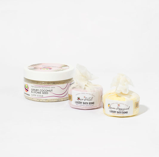 Bath Relaxation Kit | Scrub and Bath Bomb Set | Lush Pearls